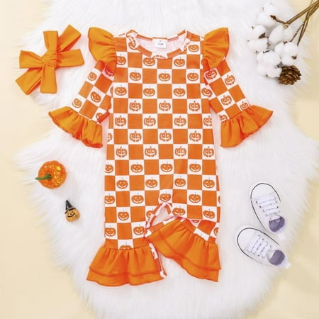 Lovebay 0-18M Toddler Baby Girl Halloween Jumpsuit Outfits Long Sleeve Pumpkin Print Ruffle Romper + Headband Clothes Set
Lovebay 0-18M Toddler Baby Girl Halloween Jumpsuit Outfits Long Sleeve Pumpkin Print Ruffle Romper + Headband Clothes Set