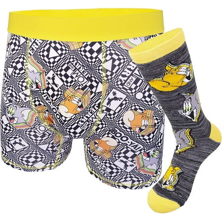 

Tom and Jerry Boxer Socks Set - Tom and Jerry Mens Sock & Underwear Combo Set - Classic Hanna-Barbera Cartoon Adult Boxers and Socks Set Checker Large