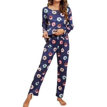 Frontwalk Ladies Nightwear Long Sleeve Sleepwear Crew Neck Pajamas Sets Home Clothes Baggy Tops And Pant Cookie Print Lounge Set Navy Blue M
Frontwalk Ladies Nightwear Long Sleeve Sleepwear Crew Neck Pajamas Sets Home Clothes Baggy Tops And Pant Cookie Print Lounge Set Navy Blue M