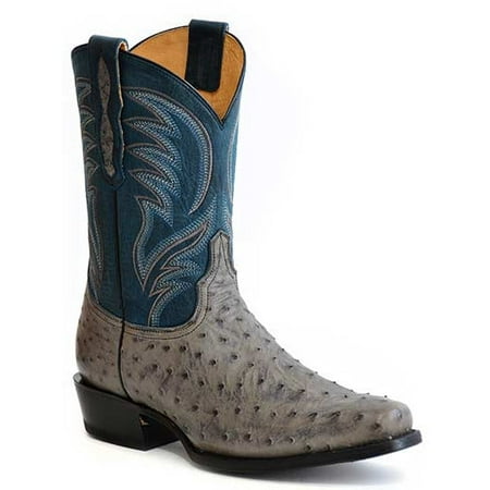 Men s Roper Oliver Full Quill Ostrich Boots Handcrafted Gray