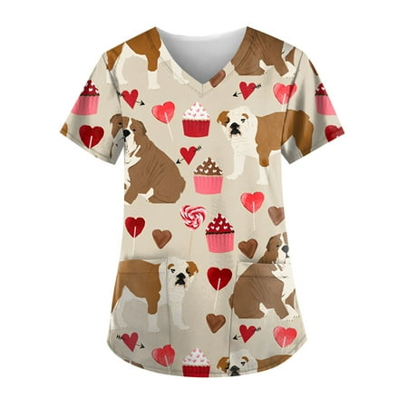 QAZXD Womens Summer Tops Graphic Prints V-Neck Short Sleeve Scrub Tops with Two Pockets Blouse Brown XL
QAZXD Womens Summer Tops Graphic Prints V-Neck Short Sleeve Scrub Tops with Two Pockets Blouse Brown XL