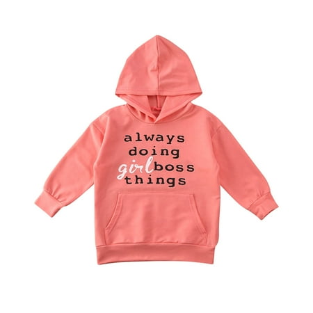 Gueuusu Toddler Autumn Clothing Letter Long-Sleeves Hoodie with Belly Pocket