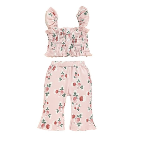 JYYYBF Summer Toddler Baby Girls Floral Printed Sleeveless Button Crop Tops and Flared Pants Infant Outfits Pink 18-24 Months
JYYYBF Summer Toddler Baby Girls Floral Printed Sleeveless Button Crop Tops and Flared Pants Infant Outfits Pink 18-24 Months