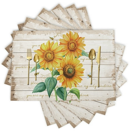 Sunflower on Wood Plank Placemats Set of 6 Durable Placemats for Dining Table Placemat Washable for Kitchen Table Heat-resistand Table Mats
Sunflower on Wood Plank Placemats Set of 6 Durable Placemats for Dining Table Placemat Washable for Kitchen Table Heat-resistand Table Mats