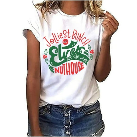 Shirts for Women Womens Tops Dressy Casual Women s Funny Christmas LetterPrinting Colleague Office T-Shirt Print Tops Off The Shoulder Tops for Women on Clearance Tube Tops for Women White M
Shirts for Women Womens Tops Dressy Casual Women s Funny Christmas LetterPrinting Colleague Office T-Shirt Print Tops Off The Shoulder Tops for Women on Clearance Tube Tops for Women White M