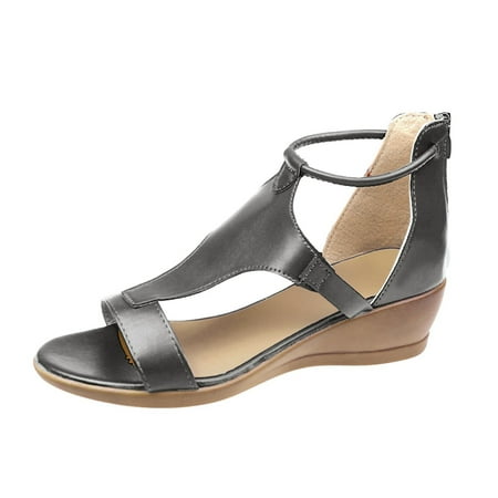Pgeraug slippers for women Summer Womens Open Toe Platform Casual Shoes Solid Color Zipper Wedges Sandals the sandals Gray 37
Pgeraug slippers for women Summer Womens Open Toe Platform Casual Shoes Solid Color Zipper Wedges Sandals the sandals Gray 37