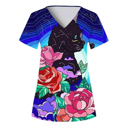 Tops Women Scrubs Top Working Uniform Nurses Clothing Animal Printed Short Sleeve V-Neck Holiday Funny Patterned Tshirts Dailywear Tee Tops With Pockets
Tops Women Scrubs Top Working Uniform Nurses Clothing Animal Printed Short Sleeve V-Neck Holiday Funny Patterned Tshirts Dailywear Tee Tops With Pockets