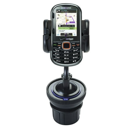 Unique Auto Cupholder and Suction Windshield Dual Purpose Mounting System for Samsung Intensity II - Flexible Holder System Includes Two Mount Options
