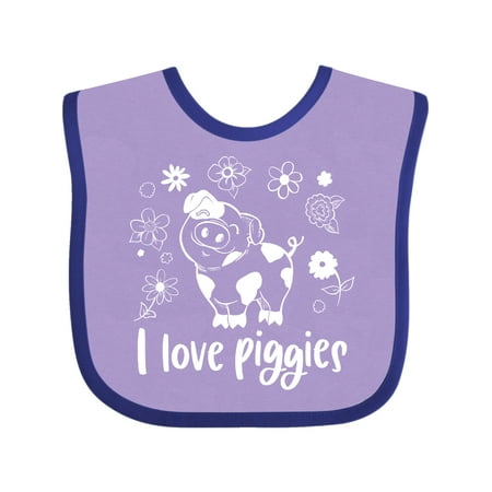 Inktastic I Love Piggies Cute Pig and Flowers Gift Baby Boy or Baby Girl Bib
