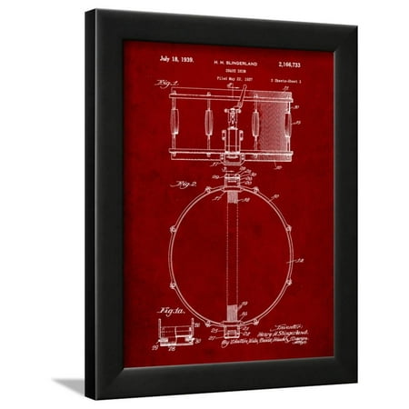 Snare Drum Instrument Patent Framed Print Wall Art By Cole Borders