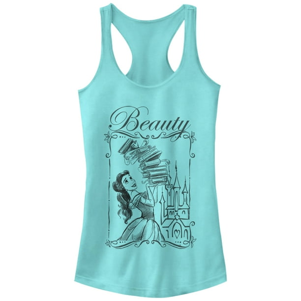 Beauty and the Beast Juniors' Belle Book Tower Racerback Tank Top