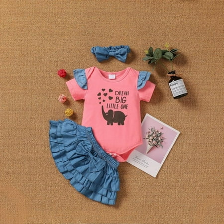 URMAGIC Infant Baby Girls White Ruffle Short Sleeve Romper +Denim Skirt + Bowknot Headband 3Pcs Sets 0-12Mouthes
URMAGIC Infant Baby Girls White Ruffle Short Sleeve Romper +Denim Skirt + Bowknot Headband 3Pcs Sets 0-12Mouthes