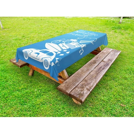 Adventure Outdoor Tablecloth Adventure Awaits Quote with Summer Holiday Items Surfboard Old Car Art Print Decorative Washable Fabric Picnic Table Cloth 58 X 84 Inches Blue White by Ambesonne
Adventure Outdoor Tablecloth Adventure Awaits Quote with Summer Holiday Items Surfboard Old Car Art Print Decorative Washable Fabric Picnic Table Cloth 58 X 84 Inches Blue White by Ambesonne
