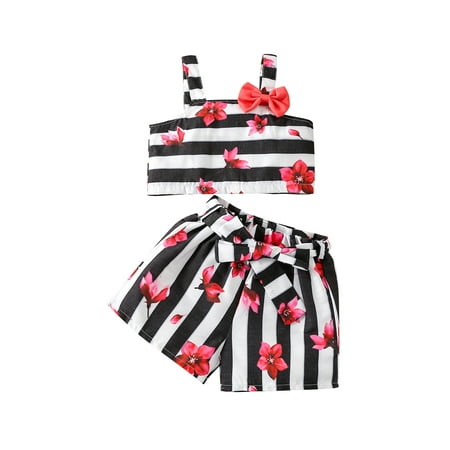 Frobukio Kids Toddler Girls 2Pcs Clothes Outfit Sleeveless Flower Stripe Printed Bowknot Vest + Elastic Waist Shorts Black White 3-4 Years
Frobukio Kids Toddler Girls 2Pcs Clothes Outfit Sleeveless Flower Stripe Printed Bowknot Vest + Elastic Waist Shorts Black White 3-4 Years