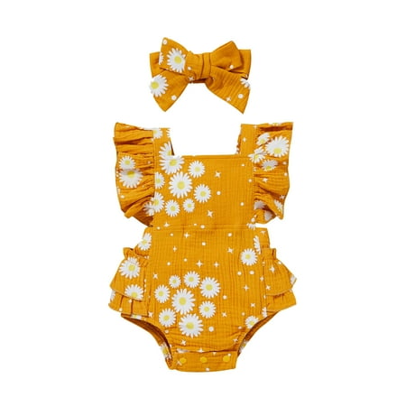Infant Girls Bodysuits Ruffle Trim Floral Printed Backless Headbands Baby Clothes Newborn Kids Children Loose Fashion Outwear Leisure Spring Summer Rompers Jumpsuits
Infant Girls Bodysuits Ruffle Trim Floral Printed Backless Headbands Baby Clothes Newborn Kids Children Loose Fashion Outwear Leisure Spring Summer Rompers Jumpsuits