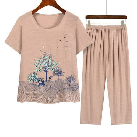 Summer Savings HJCOMMED Women s 2 Piece Outfits Women Casual Floral Printed Round Neck Short Sleeve Pullover Top And Loose Elasticated Long Wide Leg Trousers Set Comfortable Home Wear Pajamas Beige
Summer Savings HJCOMMED Women s 2 Piece Outfits Women Casual Floral Printed Round Neck Short Sleeve Pullover Top And Loose Elasticated Long Wide Leg Trousers Set Comfortable Home Wear Pajamas Beige