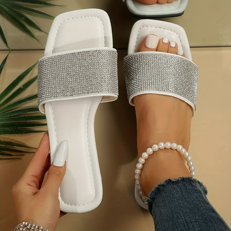 Women s Rhinestone Pattern Sandals Slip On Lightweight Flat Casual Shoes Glitter Vacation Beach Shoes
Women s Rhinestone Pattern Sandals Slip On Lightweight Flat Casual Shoes Glitter Vacation Beach Shoes