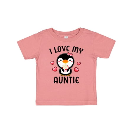 Inktastic I Love My Auntie with Cute Penguin and Hearts Gift Baby Girl T-Shirt