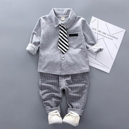 Baby Boy Clothes Solid Print Fashion Long Sleeve Shirt Blouse Plaid Trousers Casual Outfits Clothes Gray XL
Baby Boy Clothes Solid Print Fashion Long Sleeve Shirt Blouse Plaid Trousers Casual Outfits Clothes Gray XL