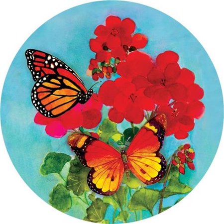 6 in. Geranium Butterflies Accent Magnet - Round