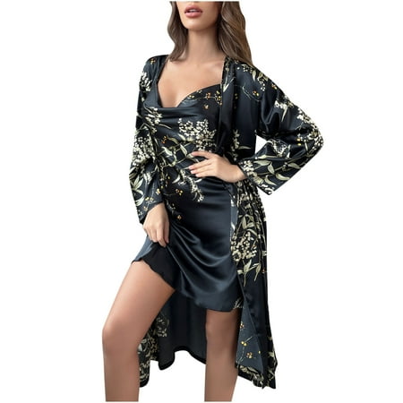 Women s 2 Piece Floral Pajamas Set Sexy Sling Nightdress with Robe Fashion V Neck Camisole Lingerie Sleepwear Babydoll
Women s 2 Piece Floral Pajamas Set Sexy Sling Nightdress with Robe Fashion V Neck Camisole Lingerie Sleepwear Babydoll