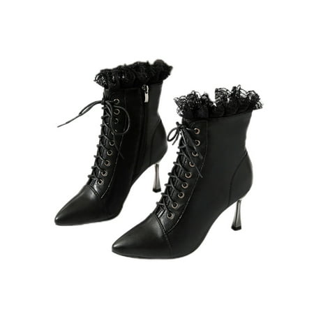 Daeful Ladies Anti-Slip Lace Up Heeled Booties Work Stiletto Boots Walking Comfort High Heels Black 7.5
Daeful Ladies Anti-Slip Lace Up Heeled Booties Work Stiletto Boots Walking Comfort High Heels Black 7.5
