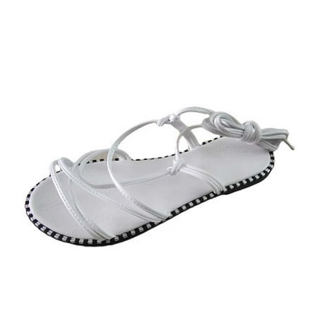 Stamzod Womens Summer Fashion Sandals Lace-Up Solid Color Flat Casual Sandals Clearance White 42
Stamzod Womens Summer Fashion Sandals Lace-Up Solid Color Flat Casual Sandals Clearance White 42