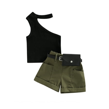 aturustex Toddler Girl One Shoulder Tanks Tops Solid Color Pockets Decoration Shorts Waist Bag Summer Casual Sets
aturustex Toddler Girl One Shoulder Tanks Tops Solid Color Pockets Decoration Shorts Waist Bag Summer Casual Sets