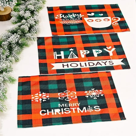 Christmas Placemat Easy to Clean Wear Resistant Rectangular Merry Xmas Plaid Placemat for Party Beige Fabric
Christmas Placemat Easy to Clean Wear Resistant Rectangular Merry Xmas Plaid Placemat for Party Beige Fabric