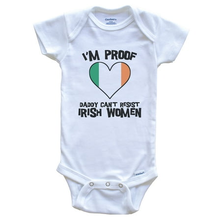 I m Proof Daddy Can t Resist Irish Women Funny Ireland Flag Heart One Piece Baby Bodysuit
I m Proof Daddy Can t Resist Irish Women Funny Ireland Flag Heart One Piece Baby Bodysuit