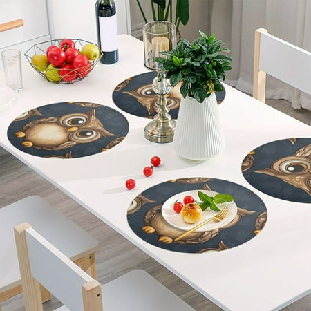 Round Grid Placemat One Sizex6 Round Placemat PVC Plate Mat,15.4 Inch Non-Slip and Heat Resistant Table Placemat Dining Room Placemat Cartoon Owl 
Round Grid Placemat One Sizex6 Round Placemat PVC Plate Mat,15.4 Inch Non-Slip and Heat Resistant Table Placemat Dining Room Placemat Cartoon Owl