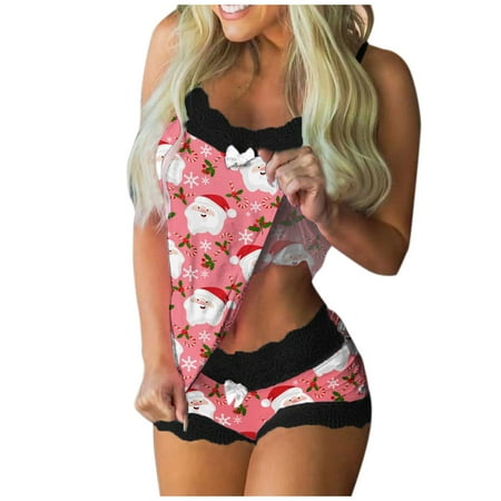 Randolph Women Christmas Print Pajamas Sleeveless Lace Cami Shorts Lingerie Sleepwear Set
Randolph Women Christmas Print Pajamas Sleeveless Lace Cami Shorts Lingerie Sleepwear Set