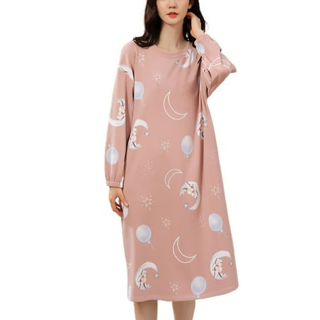 Homgro Women s Long Sleeve Nightgown Cute Printed Cotton Soft Lounge Sleep Dress Stretchy Comfy Sleepwear Pink 4-6
Homgro Women s Long Sleeve Nightgown Cute Printed Cotton Soft Lounge Sleep Dress Stretchy Comfy Sleepwear Pink 4-6
