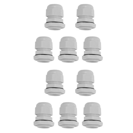 10 x M20 20mm White Waterproof Compression Cable Stuffing Gland Lock