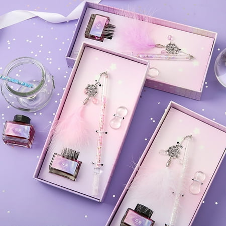 Naturegr 1Set Crystal Pen Feather Pendant Design Ink-saving Easy to Clean Art Crystal Signature Pen for Sketching
Naturegr 1Set Crystal Pen Feather Pendant Design Ink-saving Easy to Clean Art Crystal Signature Pen for Sketching