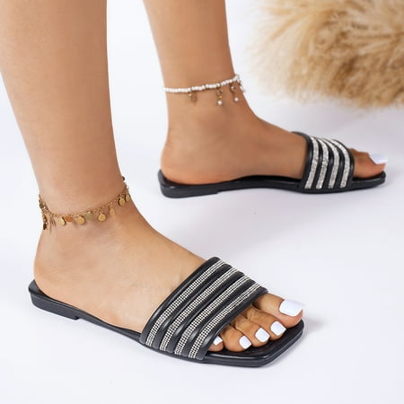 Cathalem Cute House Slippers for Women Ladies Fashion Summer Leather Rhinestone Decorative Open Toe Flat Women s Outdoor Slippers Black 8
Cathalem Cute House Slippers for Women Ladies Fashion Summer Leather Rhinestone Decorative Open Toe Flat Women s Outdoor Slippers Black 8