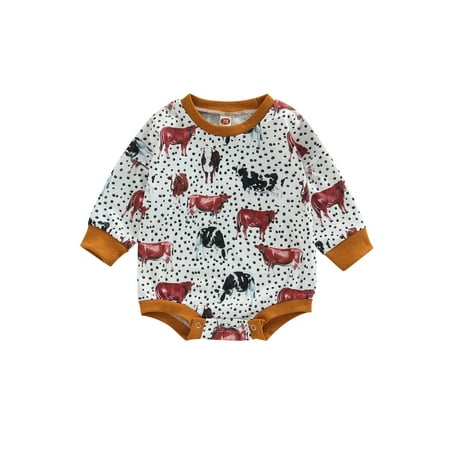 Canrulo Newborn Baby Girl Boy Sweatshirt Romper Cow Print Long Sleeve Jumpsuit Bodysuit Fall Spring Clothes Brown 18-24 Months
Canrulo Newborn Baby Girl Boy Sweatshirt Romper Cow Print Long Sleeve Jumpsuit Bodysuit Fall Spring Clothes Brown 18-24 Months