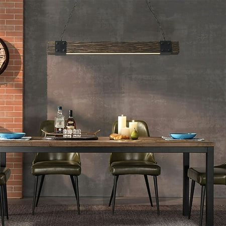 Antique Wood Chandelier Island Pendant Light Rustic Farmhouse Ceiling LED Lamp