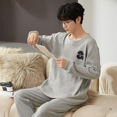 PIKADINGNIS Mens Pajamas Set Spring Autumn Leisure Elastic Waist Men Sleepwear Cotton Mens Long Sleeve Nightwear Trousers Homewear Clothes
PIKADINGNIS Mens Pajamas Set Spring Autumn Leisure Elastic Waist Men Sleepwear Cotton Mens Long Sleeve Nightwear Trousers Homewear Clothes