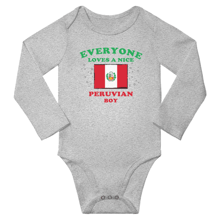 Everyone Loves a Nice Peruvian Boy Baby Long Slevve Jumpsuits (Gray 3-6 Months)
Everyone Loves a Nice Peruvian Boy Baby Long Slevve Jumpsuits (Gray 3-6 Months)