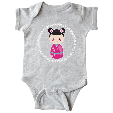 Inktastic Girls Pink Kokeshi Doll Cute Gift Baby Girl Bodysuit