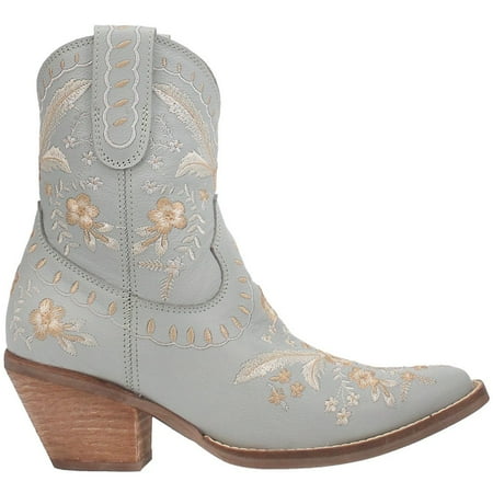 Dingo Womens Primrose Embroidered Floral Snip Toe Boots Ankle Low Heel 1-2