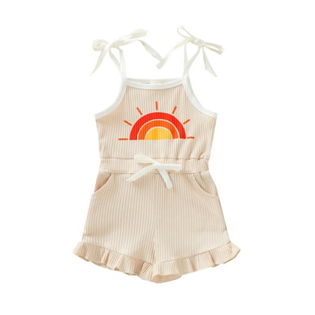 Bebiullo Toddler Baby Girls Ribbed Sleeveless Sun Pattern Ruffle Romper with Pockets Jumpsuit
Bebiullo Toddler Baby Girls Ribbed Sleeveless Sun Pattern Ruffle Romper with Pockets Jumpsuit