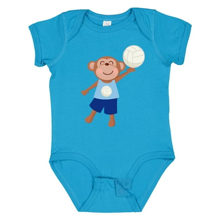 Inktastic Volleyball Player Boys Cute Monkey Gift Baby Boy Bodysuit
