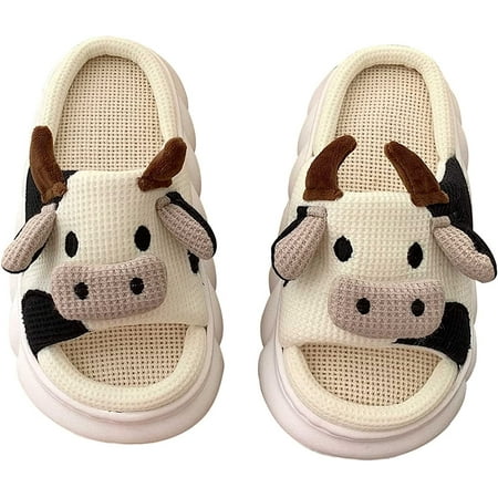 Cartoon Cow Slippers Mute Linen Slides Indoor Soft Thick Sole Animal Slippers for Women
Cartoon Cow Slippers Mute Linen Slides Indoor Soft Thick Sole Animal Slippers for Women