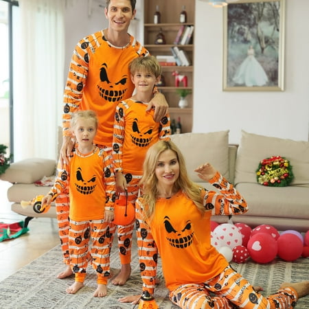 MERSARIPHY Halloween Pajamas for Family Stripe Pumpkin Print O-Neck Long Sleeve Blouse+Pyjama Trousers
MERSARIPHY Halloween Pajamas for Family Stripe Pumpkin Print O-Neck Long Sleeve Blouse+Pyjama Trousers
