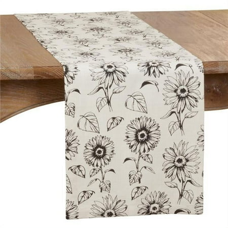 SARO Dining Table Runner with Sunflower Design