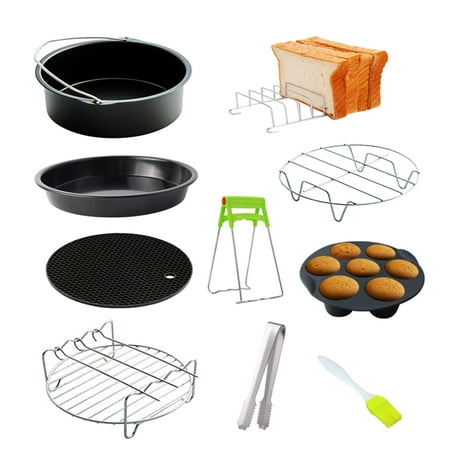Tomfoto 10Pcs Air Fryer Accessory Kit Frying Baking Pan Rack Pizza Tray Pot Metal Holder Bread Bracket Cupcake Mould Set for 3.2QT-5.8QT Air Fryer
Tomfoto 10Pcs Air Fryer Accessory Kit Frying Baking Pan Rack Pizza Tray Pot Metal Holder Bread Bracket Cupcake Mould Set for 3.2QT-5.8QT Air Fryer