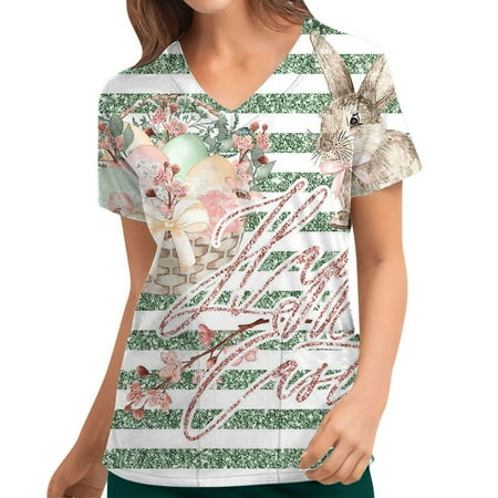 S LUKKC LUKKC 50% off Easter! 2023 Womens Scrubs Top Easter Bunny Print Working Uniform Tunic Nursing Shirt with Two Pockets Summer Casual Short Sleeve V-neck Blouse
S LUKKC LUKKC 50% off Easter! 2023 Womens Scrubs Top Easter Bunny Print Working Uniform Tunic Nursing Shirt with Two Pockets Summer Casual Short Sleeve V-neck Blouse