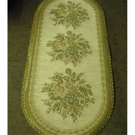 14 x 20 in. Begium Doily Anika Table Runner Blue